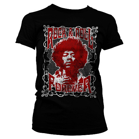 Jimi Hendrix t-shirt, Rock 'n Roll Forever Black, ladies