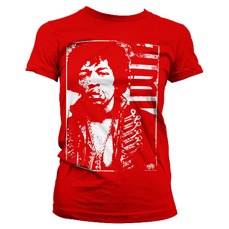 Jimi Hendrix t-shirt, Distressed Red, ladies