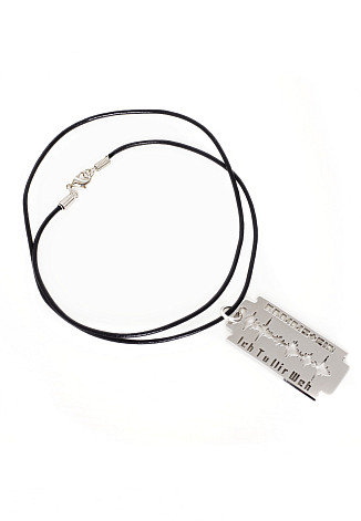 Rammstein niklový pendant 50x25x2 mm na koženém řemínku 600 mm, Ich Tu Dir Weh, unisex