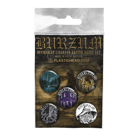 Burzum button badges – 5 pieces 25 mm, Button Badge Set 3 Burzum