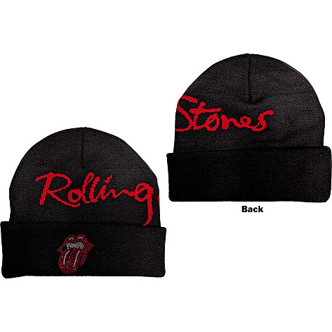 Rolling Stones winter beanie cap, Embellished Classic Tongue BP Black