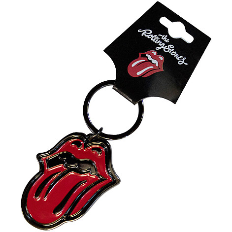 Rolling Stones kovová keychain 43x50 mm, Classic Tongue Black Zinc