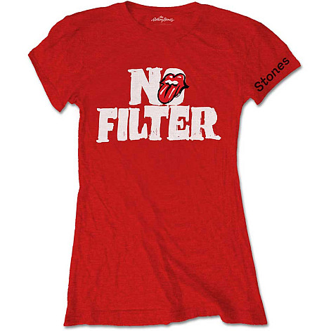 Rolling Stones t-shirt, No Filter Header Logo Red, ladies
