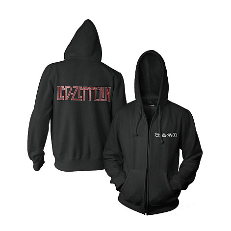 Led Zeppelin mikina, Logo & Symbols Black Zip, men´s