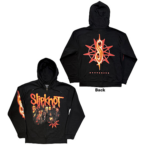 Slipknot mikina, TESF Group Photo Nonagram Zipped BP Black, men´s
