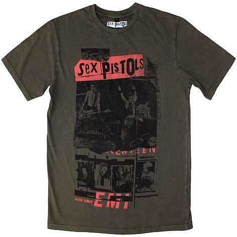 Sex Pistols t-shirt, Photo Collage Stone Wash Green, men´s