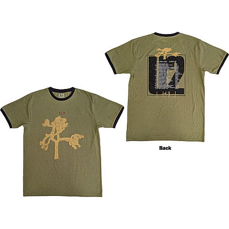 U2 t-shirt, Joshua Tree Europe 1987. Ringer BP Green, men´s