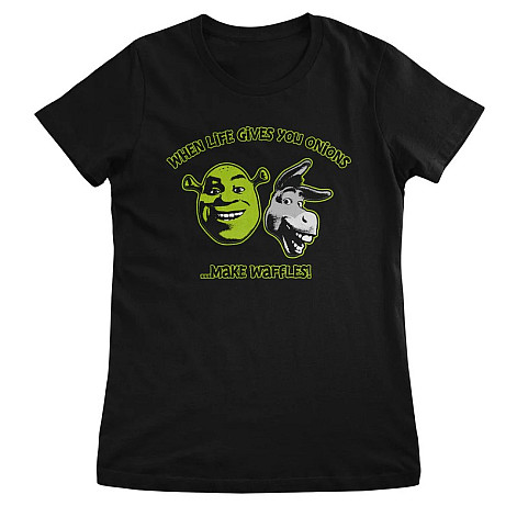Shrek t-shirt, Make Waffles Girly Black, ladies