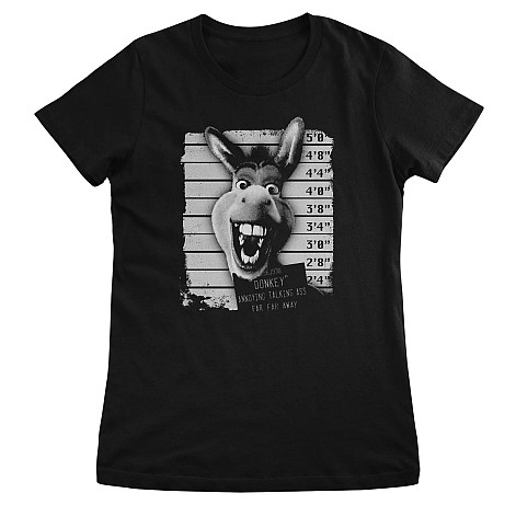 Shrek t-shirt, Donkey MugShot Girly Black, ladies