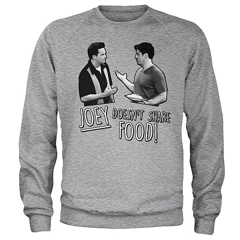 Friends mikina, Joey Doesn't Share Food Sweatshirt Grey, men´s