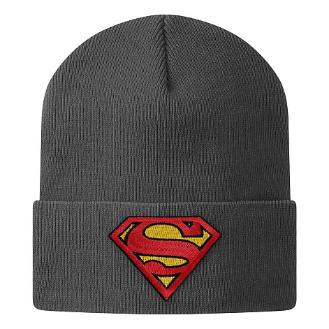 Superman winter beanie cap, Organic Cotton Onesize Dark Grey