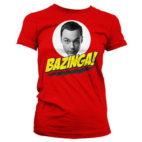 Big Bang Theory t-shirt, Bazinga Sheldons Head Red Girly, ladies