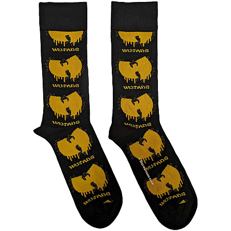 Wu-Tang Clan ponožky, Dripping Logo Black Yellow, unisex - velikost 7 až 11