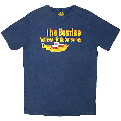 The Beatles t-shirt, Logo & Sub Stone Wash Denim Blue, men´s