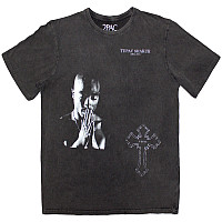 Tupac t-shirt, Photo Cross Stone Wash Charcoal Grey, men´s