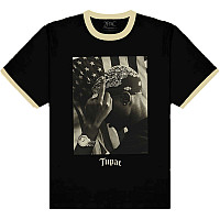 Tupac t-shirt, Flag Photo Black & Cream, men´s