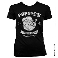 Pepek námořník t-shirt, Popeyes Shaving Cream Girly, ladies