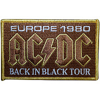 AC/DC tkaná nažehlovačka PES 103 x 65 mm, Europe 1980 Back In Black Tour