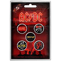 AC/DC button badges – 5 pieces průměr 25 mm, PWR-UP