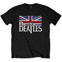 The Beatles t-shirt, Drop T Logo & Vintage Flag Black, men´s