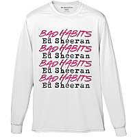 Ed Sheeran t-shirt long rukáv, Bad Habits Stack White, men´s
