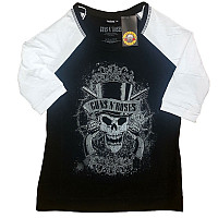 Guns N Roses t-shirt, Faded Skull Raglan Black&White, ladies