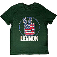 John Lennon t-shirt, Peace Fingers US Flag Green, men´s