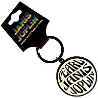 Janis Joplin kovová keychain 45 mm, Pearl Emblem Mono Zinc