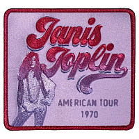 Janis Joplin tkaná nažehlovačka PES 100x100 mm, American Tour 1970