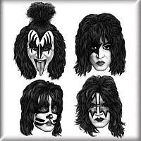 KISS magnet na lednici 75mm x 75mm, Graphite Faces