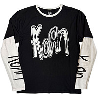Korn t-shirt long rukáv, Metallic Logo Black & White, men´s