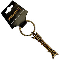 Megadeth kovová keychain 55x14 mm, Gold Logo Zinc