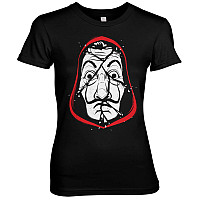La Casa De Papel t-shirt, Cracked Mask Girly Black, ladies