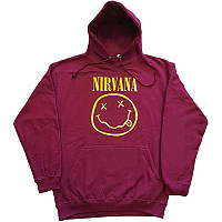 Nirvana mikina, Yellow Smiley Hoodie Maroon Red, men´s