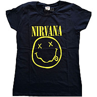 Nirvana t-shirt, Yellow Smiley Girly Navy Blue, ladies