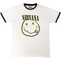 Nirvana t-shirt, Double Happy Face Ringer White, men´s