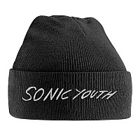 Sonic Youth beanie cap, White Logo Embroidered