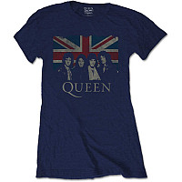 Queen t-shirt, Vintage Union Jack Navy, ladies