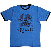 Queen t-shirt, Crest Logo Ringer Eco Blue, men´s
