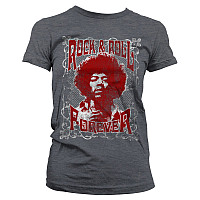 Jimi Hendrix t-shirt, Rock 'n Roll Forever Light Grey, ladies