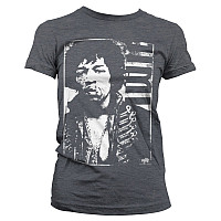 Jimi Hendrix t-shirt, Distressed Light Grey, ladies