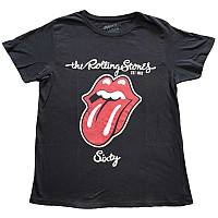 Rolling Stones t-shirt, Sixty Plastered Tongue Suede Applique Black, ladies
