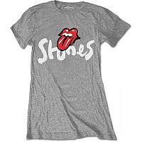 Rolling Stones t-shirt, No Filter Text Brush Strokes Grey, ladies