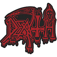 Death tkaná patch PES 100x85 mm, Logo Cut Out Red