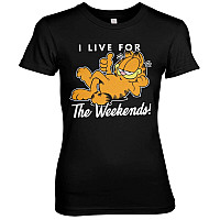 Garfield t-shirt, Live For The Weekend Girly Black, ladies