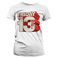 Friday the 13th t-shirt, Block Logo White Girly, ladies
