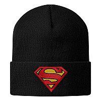 Superman winter beanie cap, Organic Cotton Onesize Black