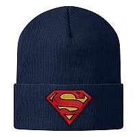 Superman winter beanie cap, Organic Cotton Onesize Navy