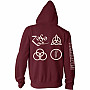 Led Zeppelin mikina, Symbols Zipped BP Maroon Red, men´s